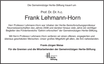Traueranzeige von Frank Lehmann-Horn von SÜDWEST PRESSE Ausgabe Ulm/Neu-Ulm