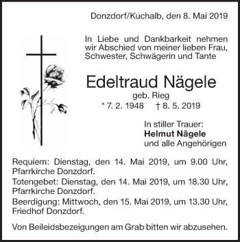 Traueranzeige von Edeltraud Nägele von NWZ Neue Württembergische Zeitung