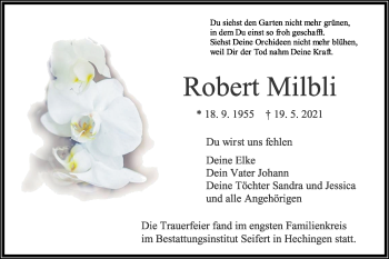 Traueranzeige von Robert Milbli von Metzinger-Uracher Volksblatt