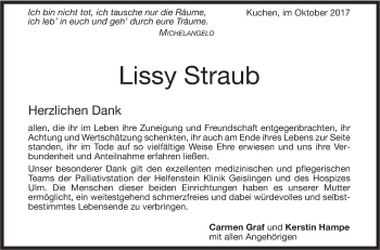 Traueranzeige von Lissy Straub von Geislinger Zeitung