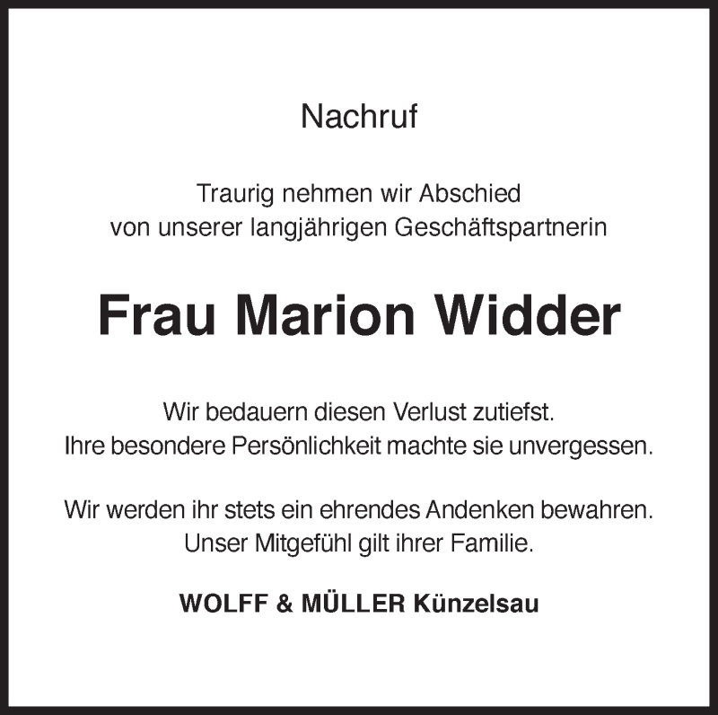  Traueranzeige für Marion Widder vom 30.10.2017 aus Haller Tagblatt