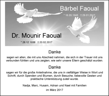 Traueranzeige von Mounir Faoual von Südwest Presse