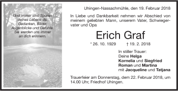 Traueranzeige von Erich Graf von NWZ Neue Württembergische Zeitung