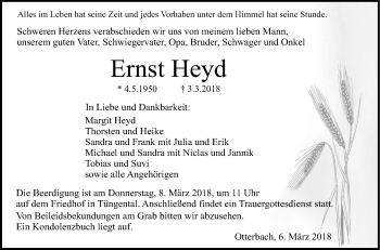 Traueranzeige von Ernst Heyd von Haller Tagblatt