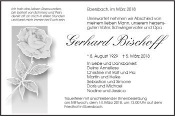 Traueranzeige von Gerhard Bischoff von NWZ Neue Württembergische Zeitung