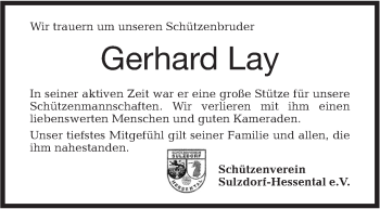 Traueranzeige von Gerhard Lay von Haller Tagblatt
