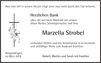 Traueranzeige von Marzella Strobel von Hohenzollerische Zeitung