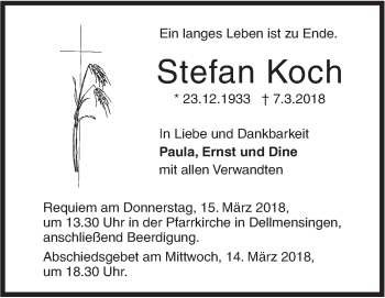 Traueranzeige von Stefan Koch von SÜDWEST PRESSE Ausgabe Ulm/Neu-Ulm