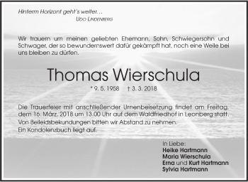 Traueranzeige von Thomas Wierschula von Geislinger Zeitung