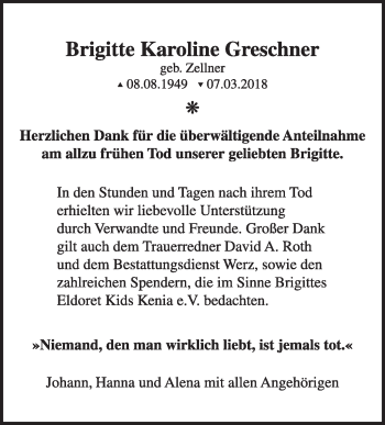 Traueranzeige von Brigitte Karoline Greschner von Metzinger-Uracher Volksblatt