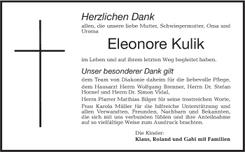 Traueranzeige von Eleonore Kulik von Haller Tagblatt