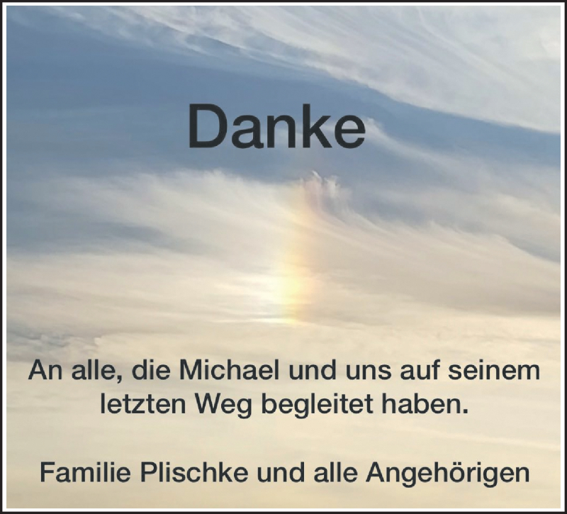  Traueranzeige für Michael Plischke vom 21.07.2018 aus NWZ Neue Württembergische Zeitung