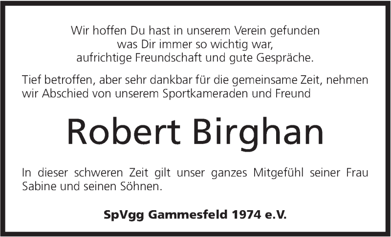 Traueranzeige für Robert Birghan vom 18.07.2018 aus Hohenloher Tagblatt