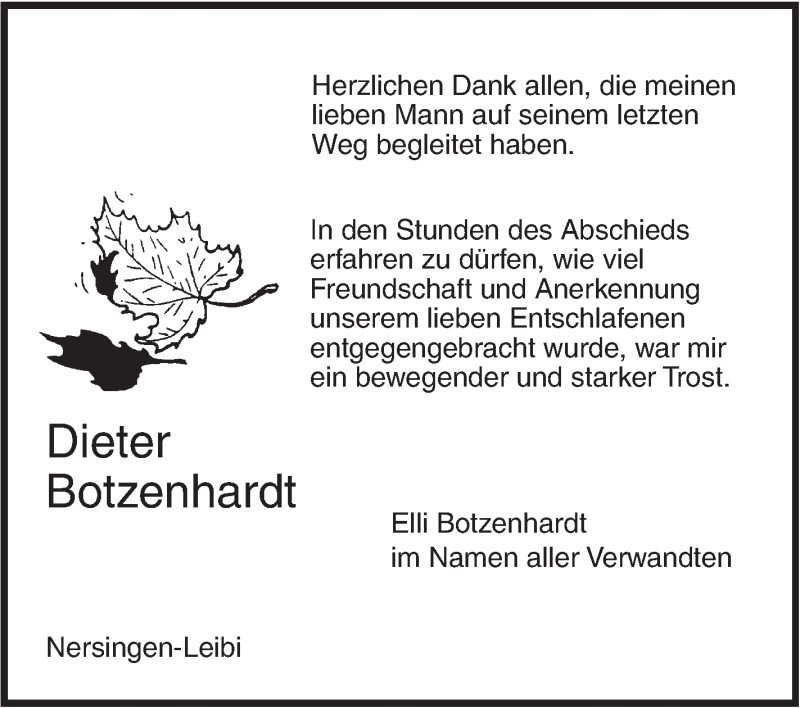  Traueranzeige für Dieter Botzenhardt vom 04.08.2018 aus SÜDWEST PRESSE Ausgabe Ulm/Neu-Ulm