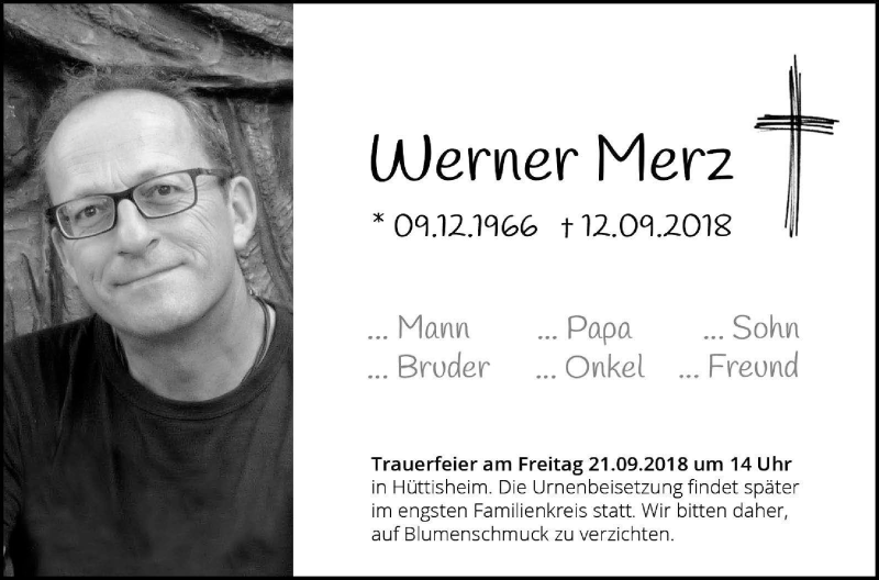  Traueranzeige für Werner Merz vom 18.09.2018 aus SÜDWEST PRESSE Ausgabe Ulm/Neu-Ulm