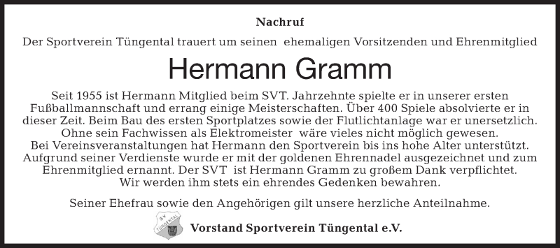  Traueranzeige für Hermann Gramm vom 13.12.2019 aus Haller Tagblatt