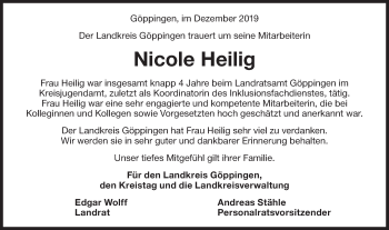 Traueranzeige von Nicole Heilig von NWZ Neue Württembergische Zeitung/Geislinger Zeitung