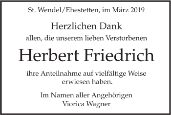 Traueranzeige von Herbert Friedrich von Alb-Bote/Metzinger-Uracher Volksblatt