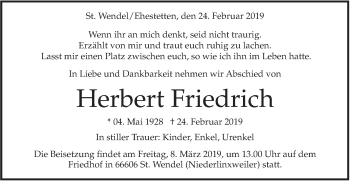 Traueranzeige von Herbert Friedrich von Alb-Bote/Metzinger-Uracher Volksblatt