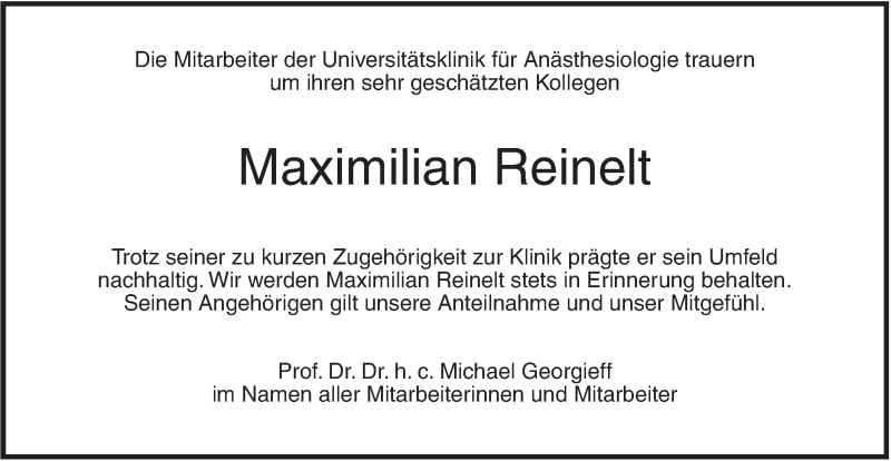  Traueranzeige für Maximilian Reinelt vom 14.02.2019 aus SÜDWEST PRESSE Ausgabe Ulm/Neu-Ulm