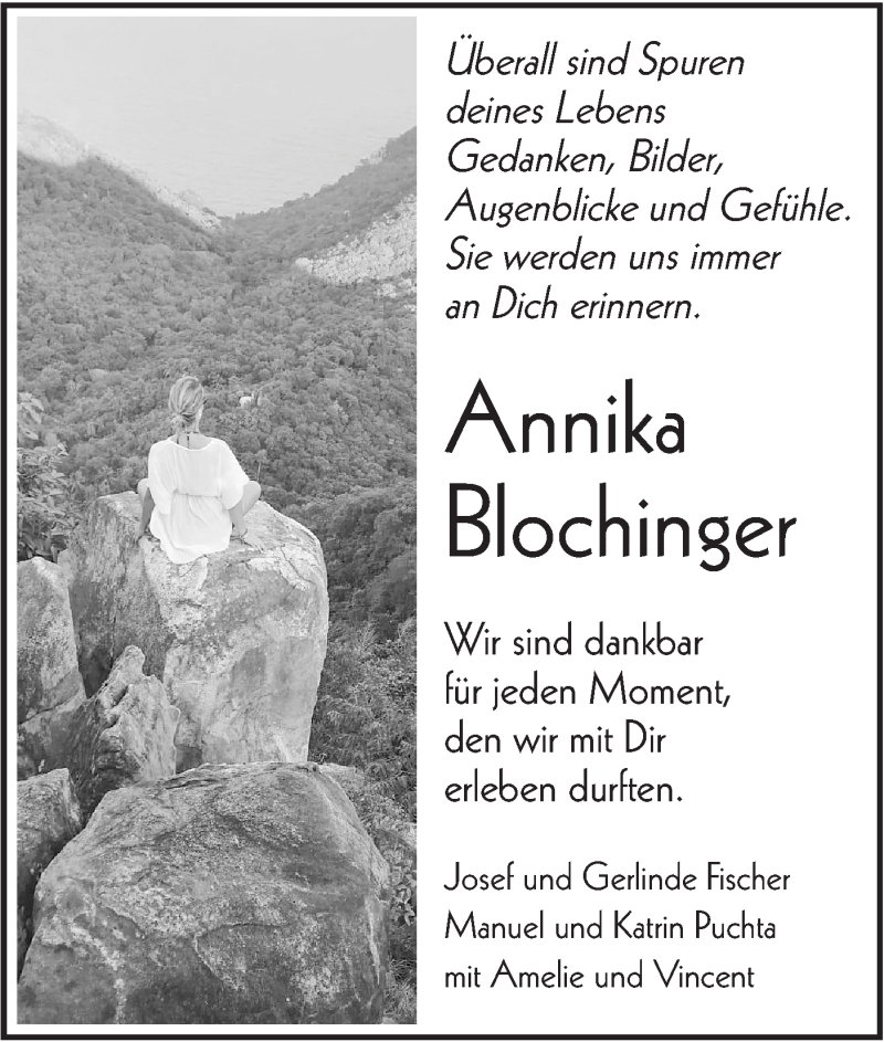  Traueranzeige für Annika Blochinger vom 20.03.2019 aus Alb-Bote/Metzinger-Uracher Volksblatt