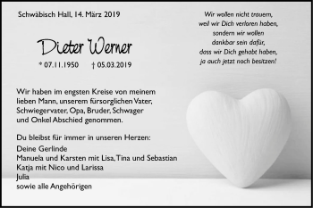 Traueranzeige von Dieter Werner von Haller Tagblatt
