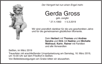Traueranzeige von Gerda Gross von SÜDWEST PRESSE Ausgabe Ulm/Neu-Ulm