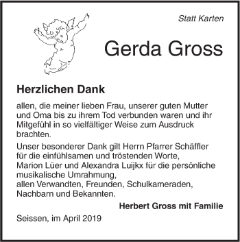 Traueranzeige von Gerda Gross von SÜDWEST PRESSE