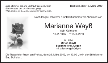 Traueranzeige von Marianne Wayß von NWZ Neue Württembergische Zeitung