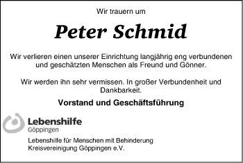 Traueranzeige von Peter Schmid von NWZ Neue Württembergische Zeitung
