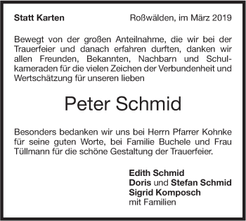 Traueranzeige von Peter Schmid von NWZ Neue Württembergische Zeitung