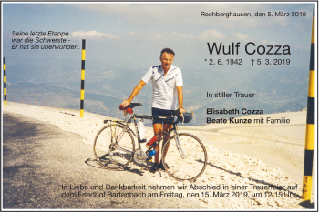 Traueranzeige von Wulf Cozza von NWZ Neue Württembergische Zeitung