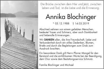 Traueranzeige von Annika Blochinger von Alb-Bote/Metzinger-Uracher Volksblatt