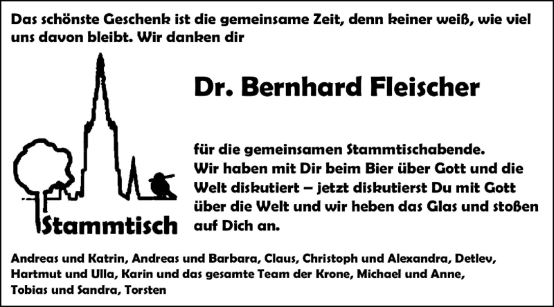  Traueranzeige für Bernhard Fleischer vom 13.06.2019 aus SÜDWEST PRESSE Ausgabe Ulm/Neu-Ulm