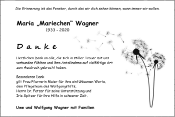 Traueranzeige von Mariechen Wagner von Hohenloher Tagblatt