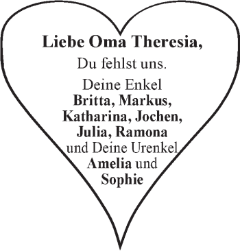 Traueranzeige von Theresia  von Geislinger Zeitung
