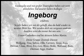 Traueranzeige von Ingeborg  von Haller Tagblatt