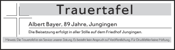 Traueranzeige von Totentafel vom 08.12.2020 von Hohenzollerische Zeitung