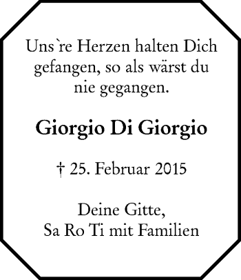 Traueranzeige von Giorgio Di Giorgio von NWZ Neue Württembergische Zeitung