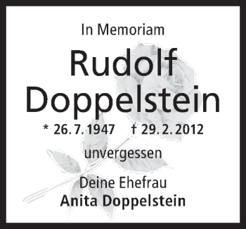 Traueranzeige von Rudolf Doppelstein von Haller Tagblatt
