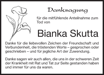 Traueranzeige von Bianka Skutta von NWZ Neue Württembergische Zeitung