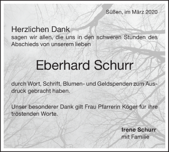 Traueranzeige von Eberhard Schurr von NWZ Neue Württembergische Zeitung