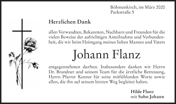 Traueranzeige von Johann Flanz von Geislinger Zeitung