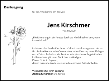 Traueranzeige von Jens Kirschmer von SÜDWEST PRESSE