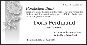 Traueranzeige von Doris Ferdinand von Haller Tagblatt