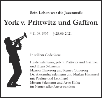 Traueranzeige von York v. Prittwitz und Gaffron von SÜDWEST PRESSE Ausgabe Ulm/Neu-Ulm