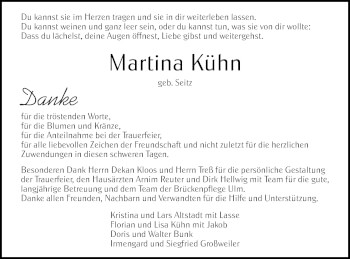 Traueranzeige von Martina Kühn von SÜDWEST PRESSE Ausgabe Ulm/Neu-Ulm