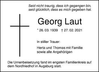 Traueranzeige von Georg Laut von SÜDWEST PRESSE Ausgabe Ulm/Neu-Ulm
