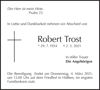 Traueranzeige von Robert Trost von Metzinger-Uracher Volksblatt