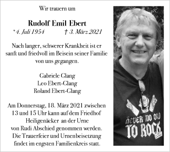 Traueranzeige von Rudolf Emil Ebert von Geislinger Zeitung